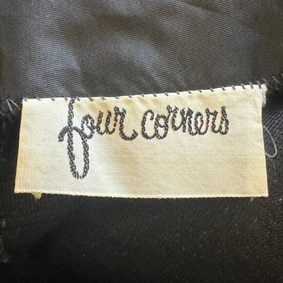 Four Corners Vintage 80s Pleated Knit Overalls Black Dress Gold Accent Buttons - Picture 8 of 11